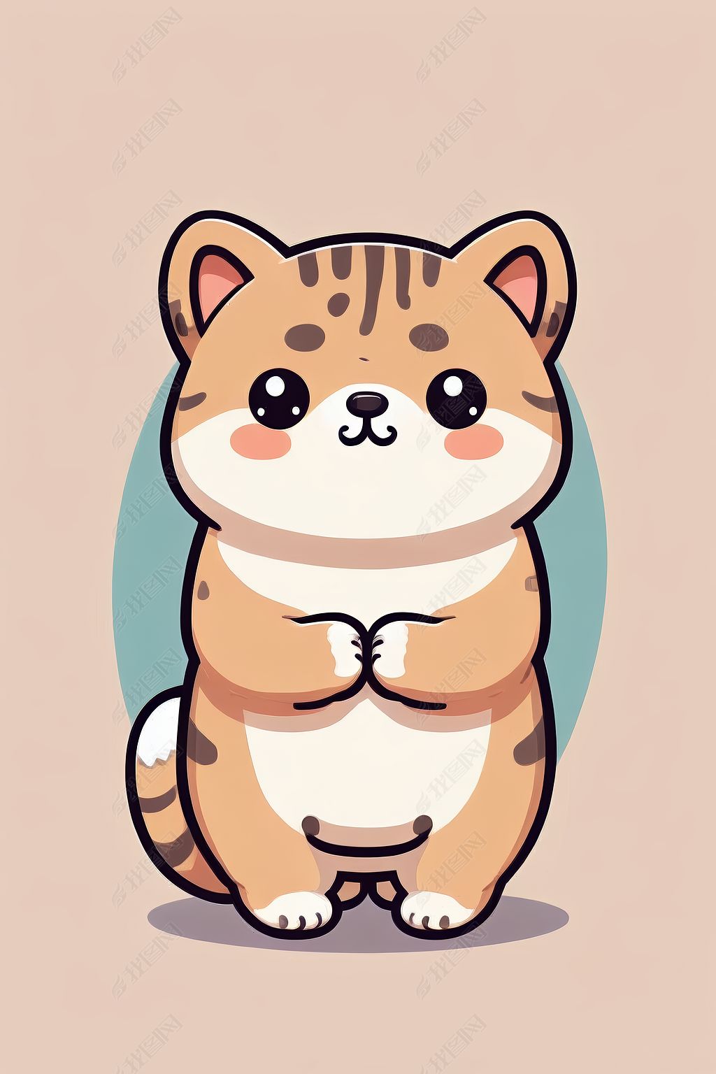 原创可爱的新加坡猫复古配色扁平插画