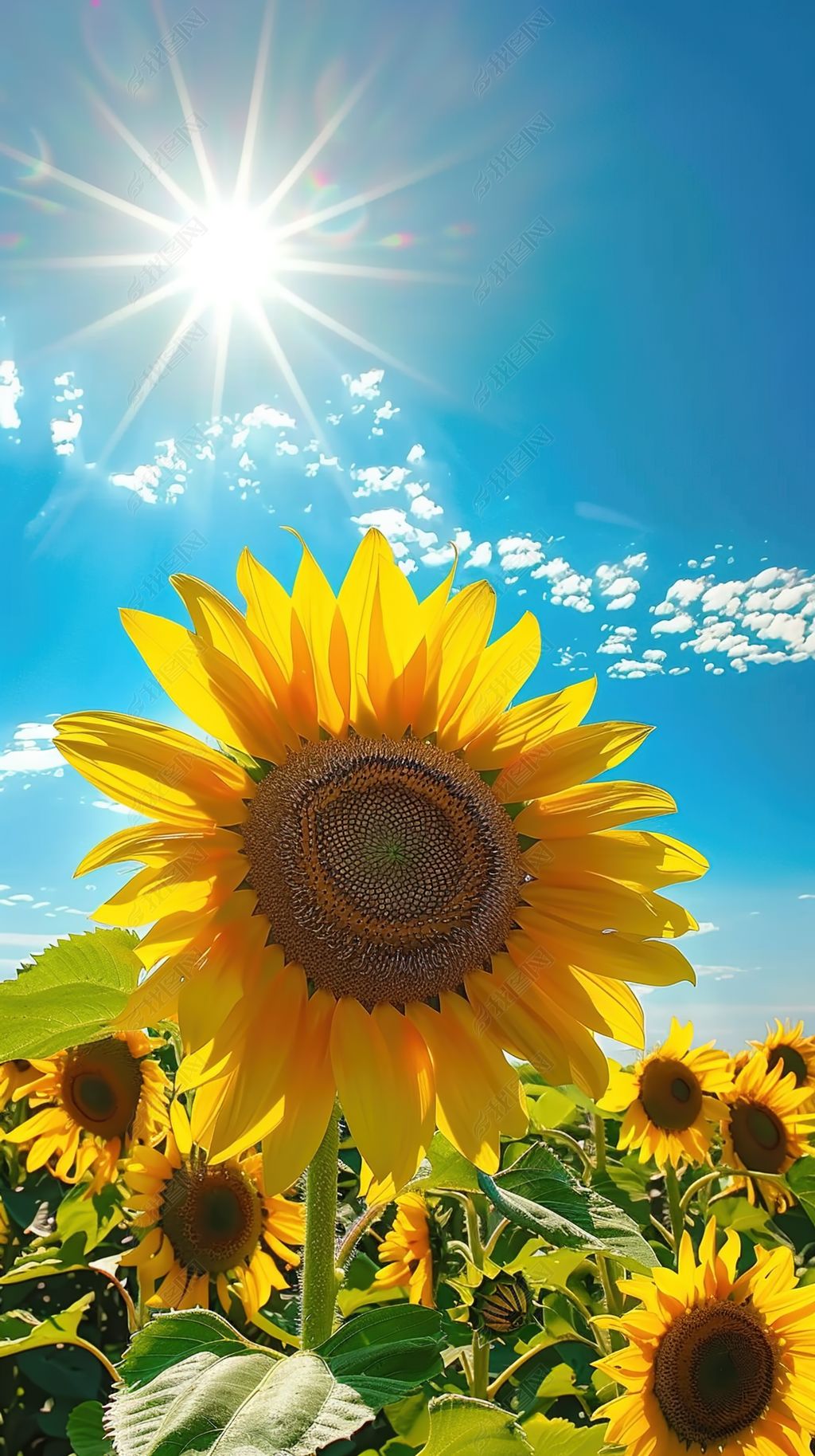 原创摄影风景鲜花向日葵唯美清新花海黄色花朵-版权可商用