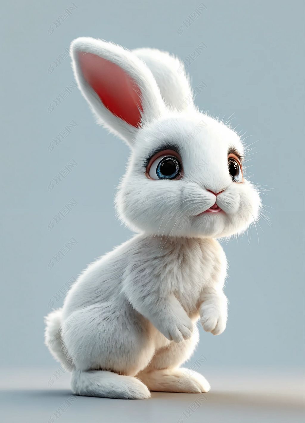 原创唯美可爱小白兔子ai作品海报高清图片素材-版权可商用
