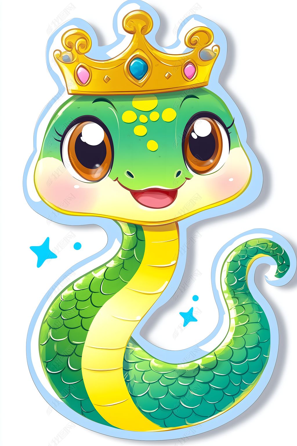 原创戴皇冠的卡通青蛇高清图片