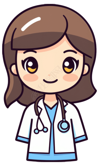 可爱女医生q版人物卡通插画免抠png元素