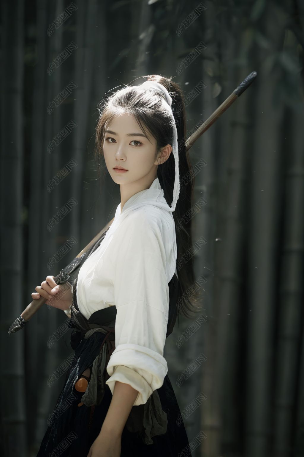原创古装汉服江湖少女女侠ai摄影高清壁纸写真素材