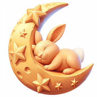 兔子睡在月球上卡通设计元素(7)