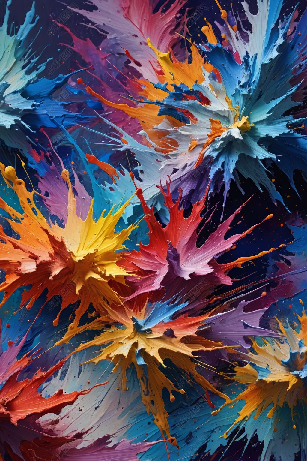 原创一幅色彩缤纷色彩缤纷的画作的特写高清图片