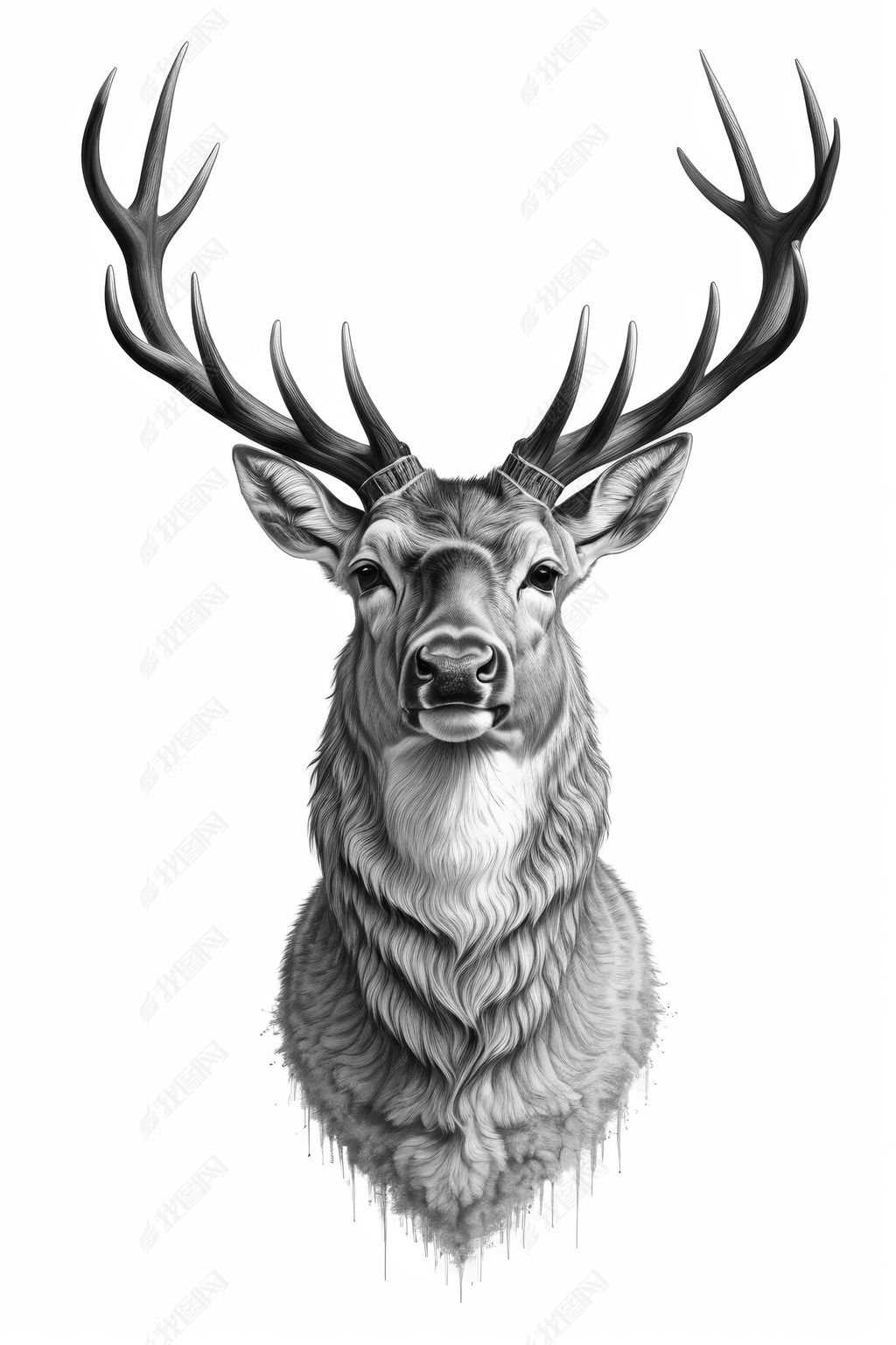 黑白相间的鹿头有角的图画高清图片素材简介我图网提