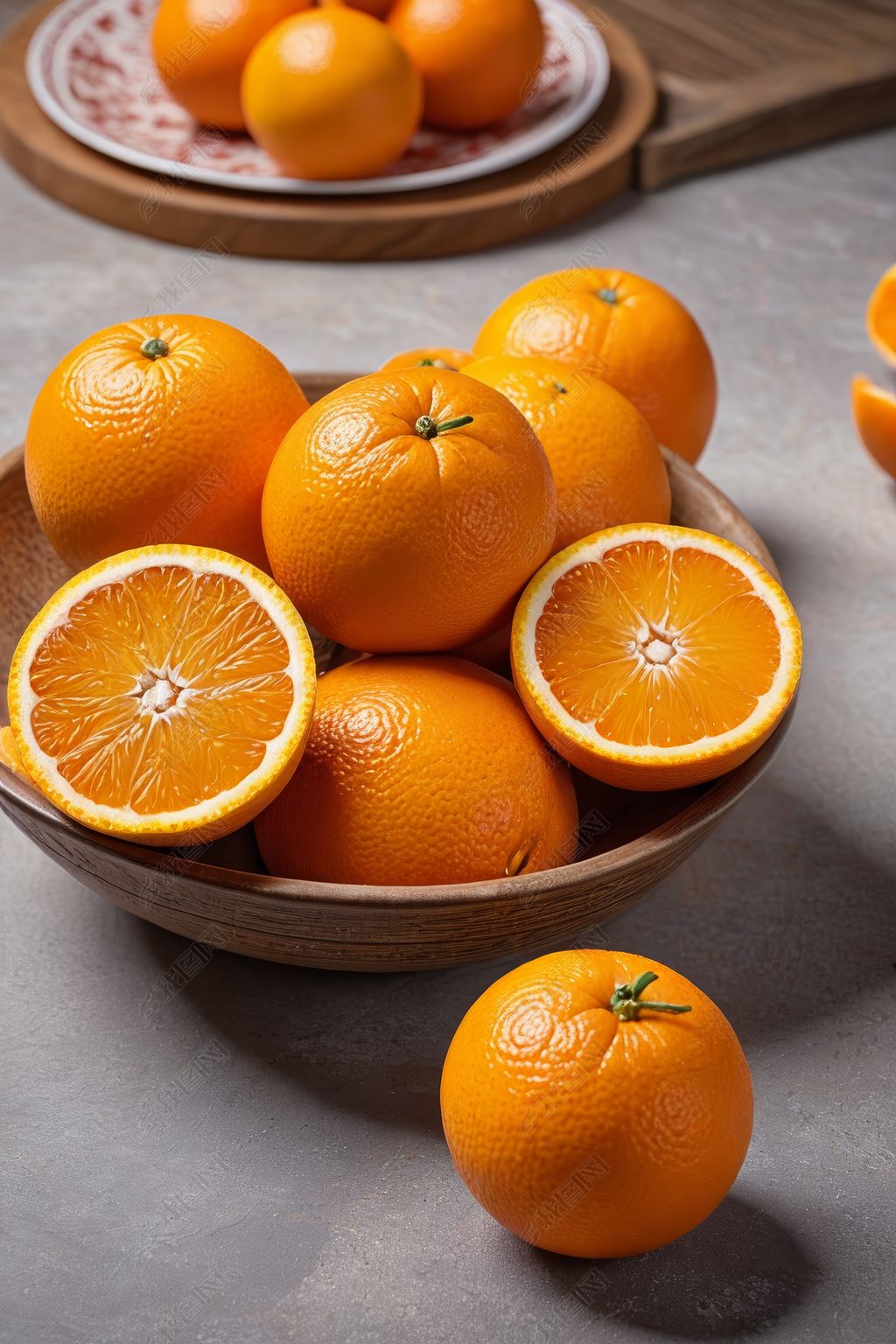原创碗里的橙子放在桌子上桌子上放着一盘橙子高清图片