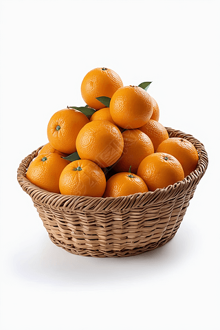 一篮橙子放在白色的表面上高清图片
