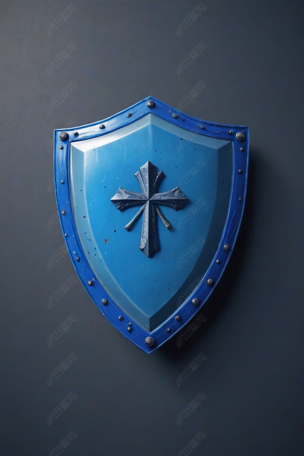 原创一个蓝色盾牌上面有刻度符号高清图片