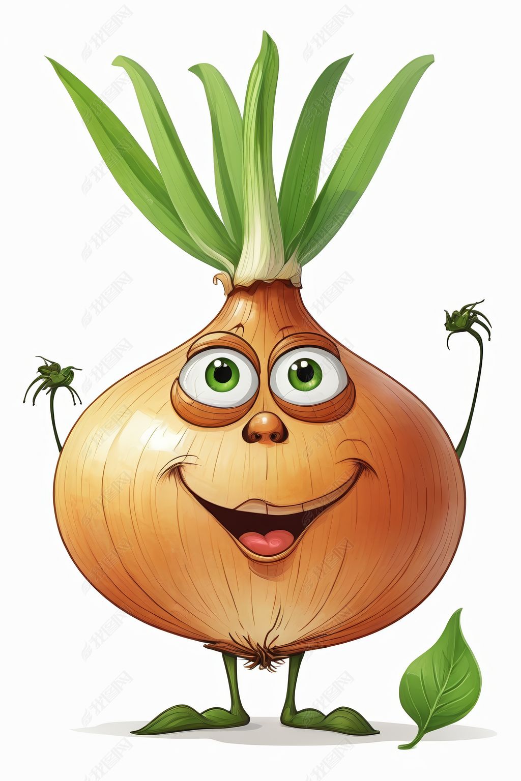 原创漫画洋葱的插图上面有脸头上有一片叶子高清图片
