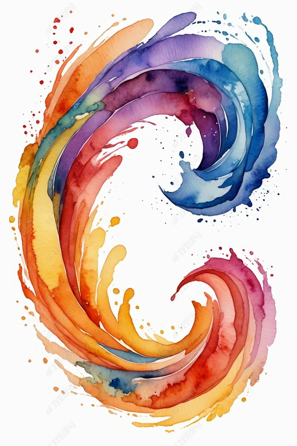 原创字母形状的彩色水彩画漩涡高清图片