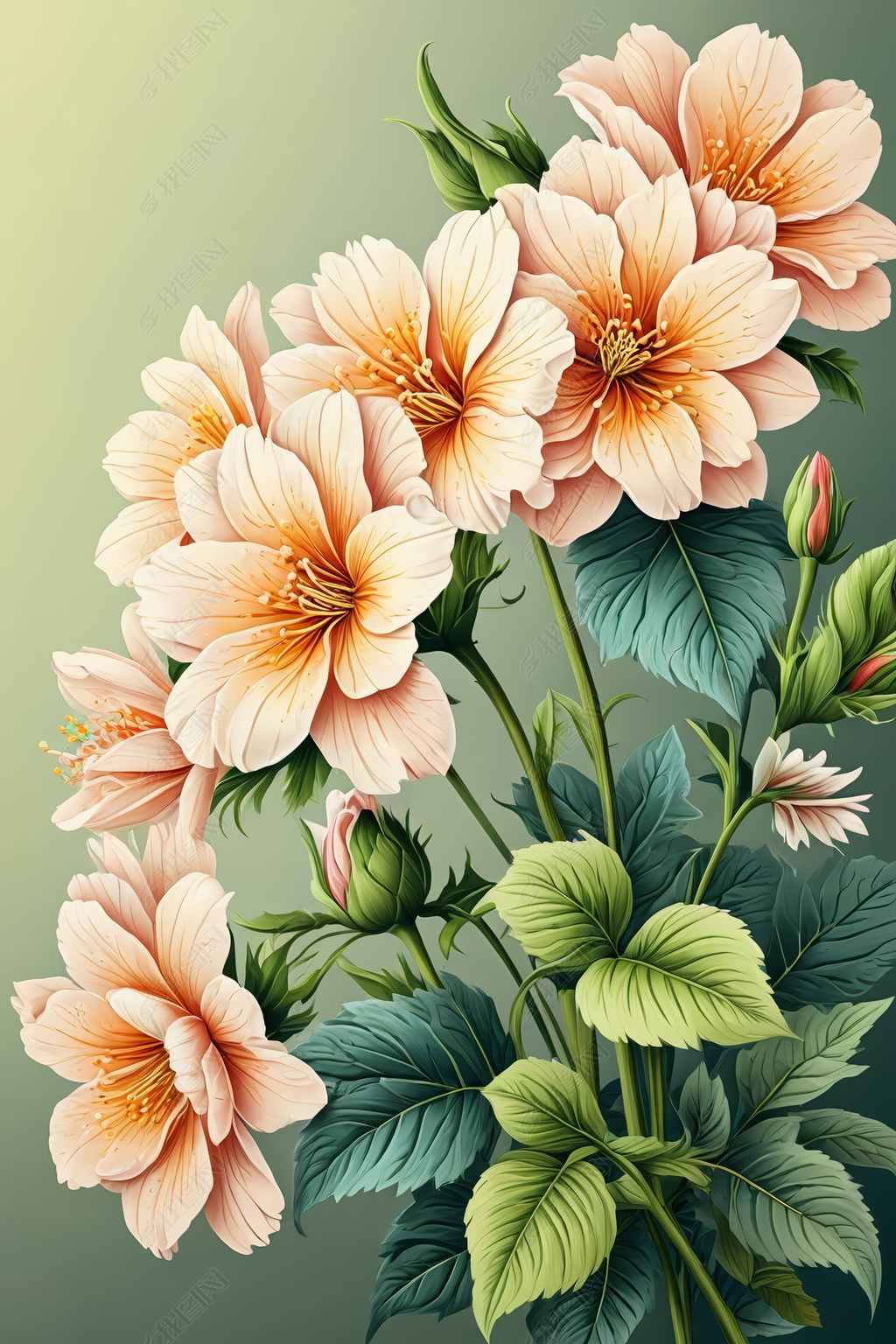 原创唯美鲜花插画插画