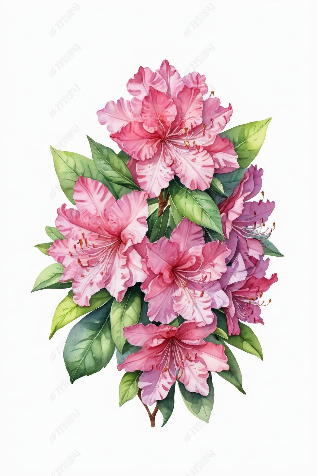 水彩杜鹃花插画