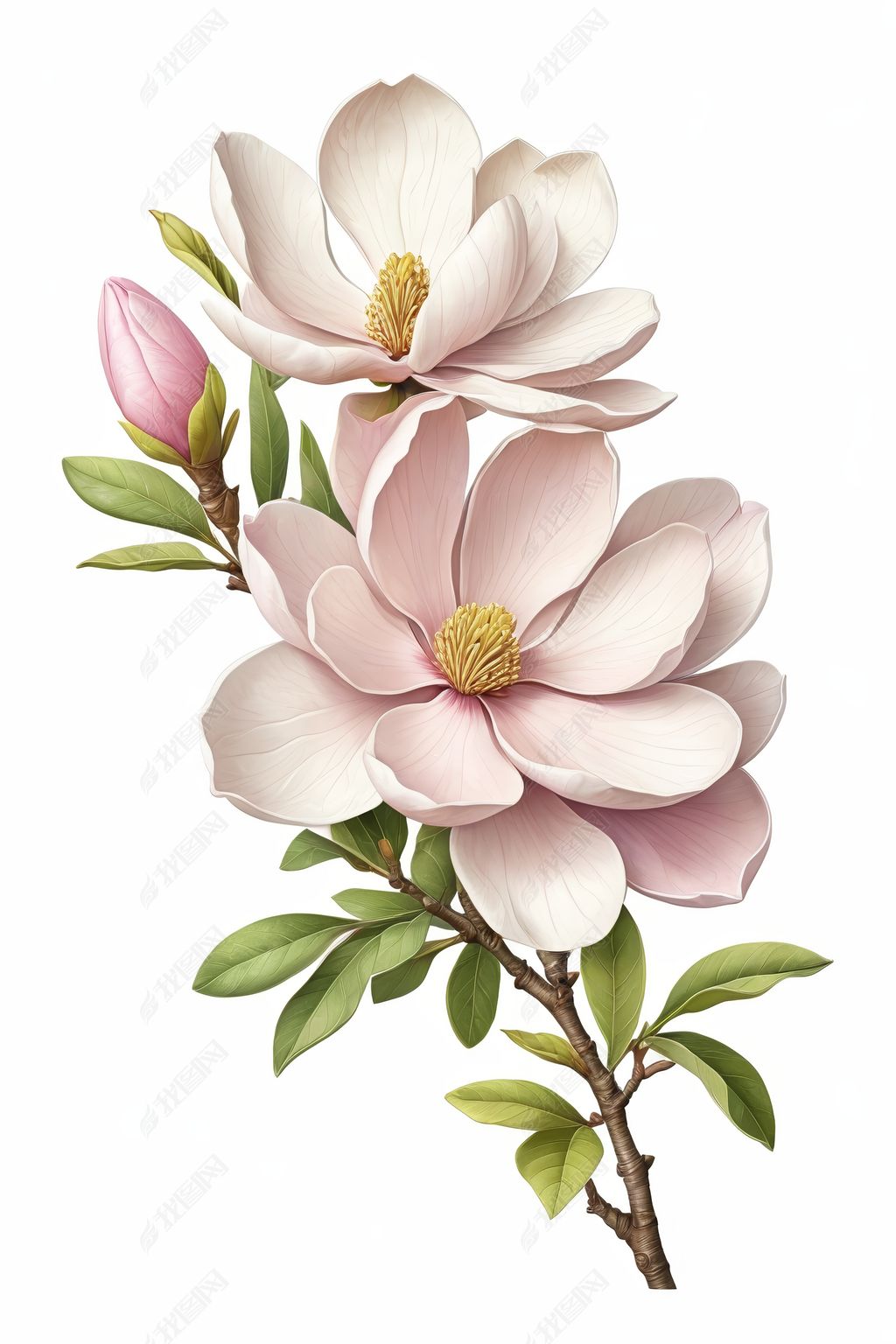 原创春天玉兰花特写设计元素插画