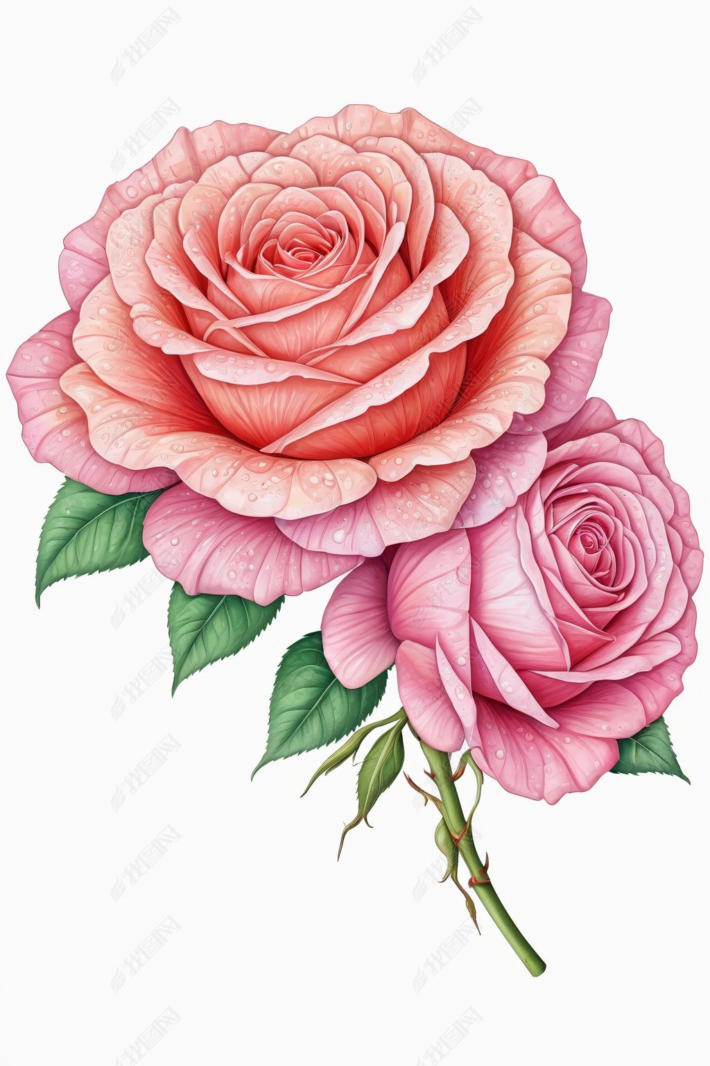 鲜艳月季花插画