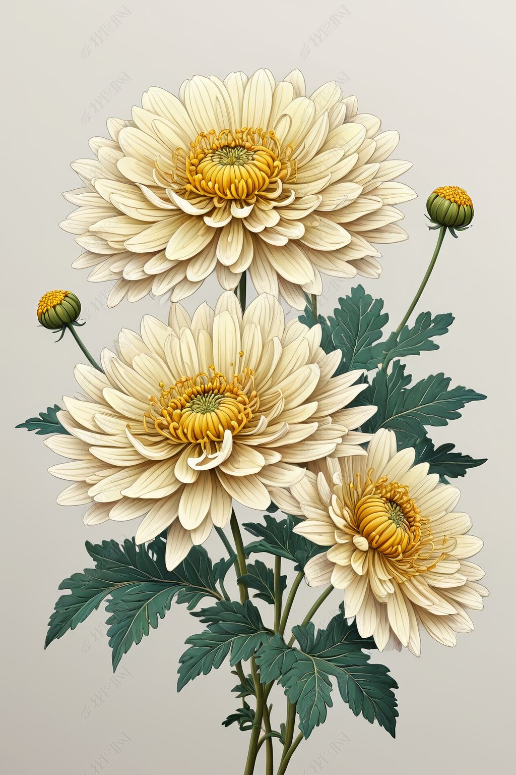 原创风菊花工笔画插画版权可商用