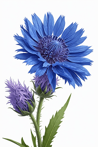 蓝色矢车菊插画