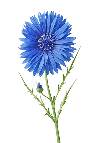 蓝色矢车菊蓝色矢车菊美丽田花植物花卉插图插画