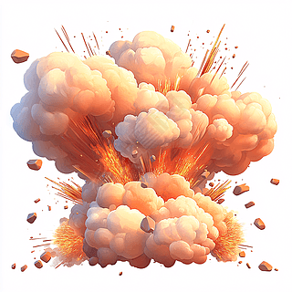 烟雾和碎屑爆炸卡通设计元素