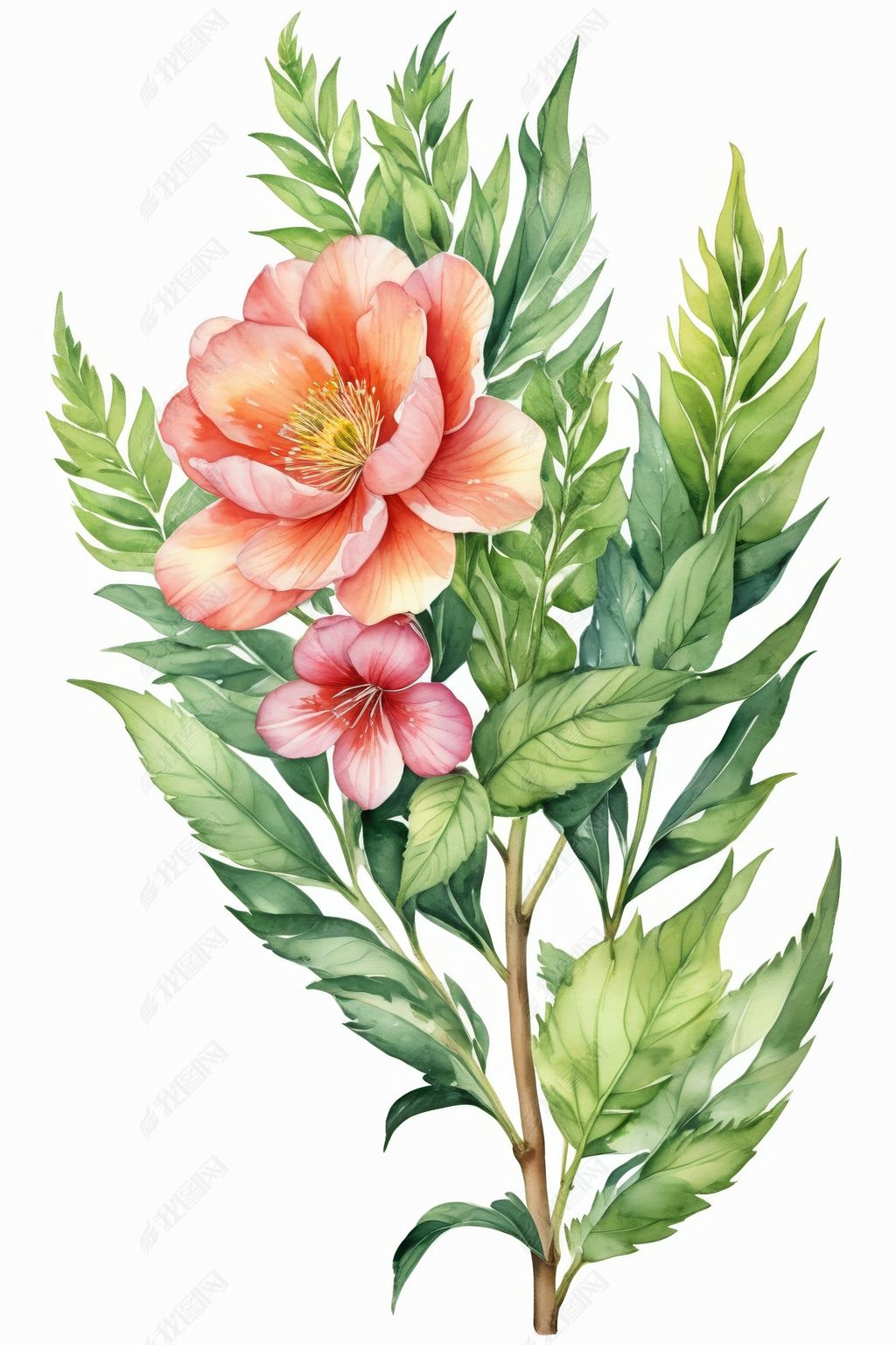 原创手绘水彩帝王花植物花卉插画插画