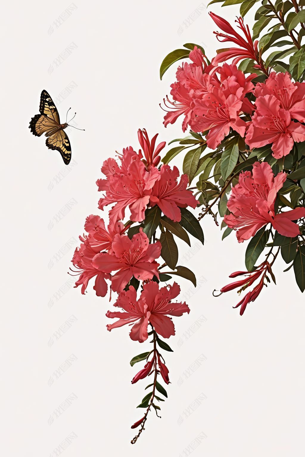 清明杜鹃花插画