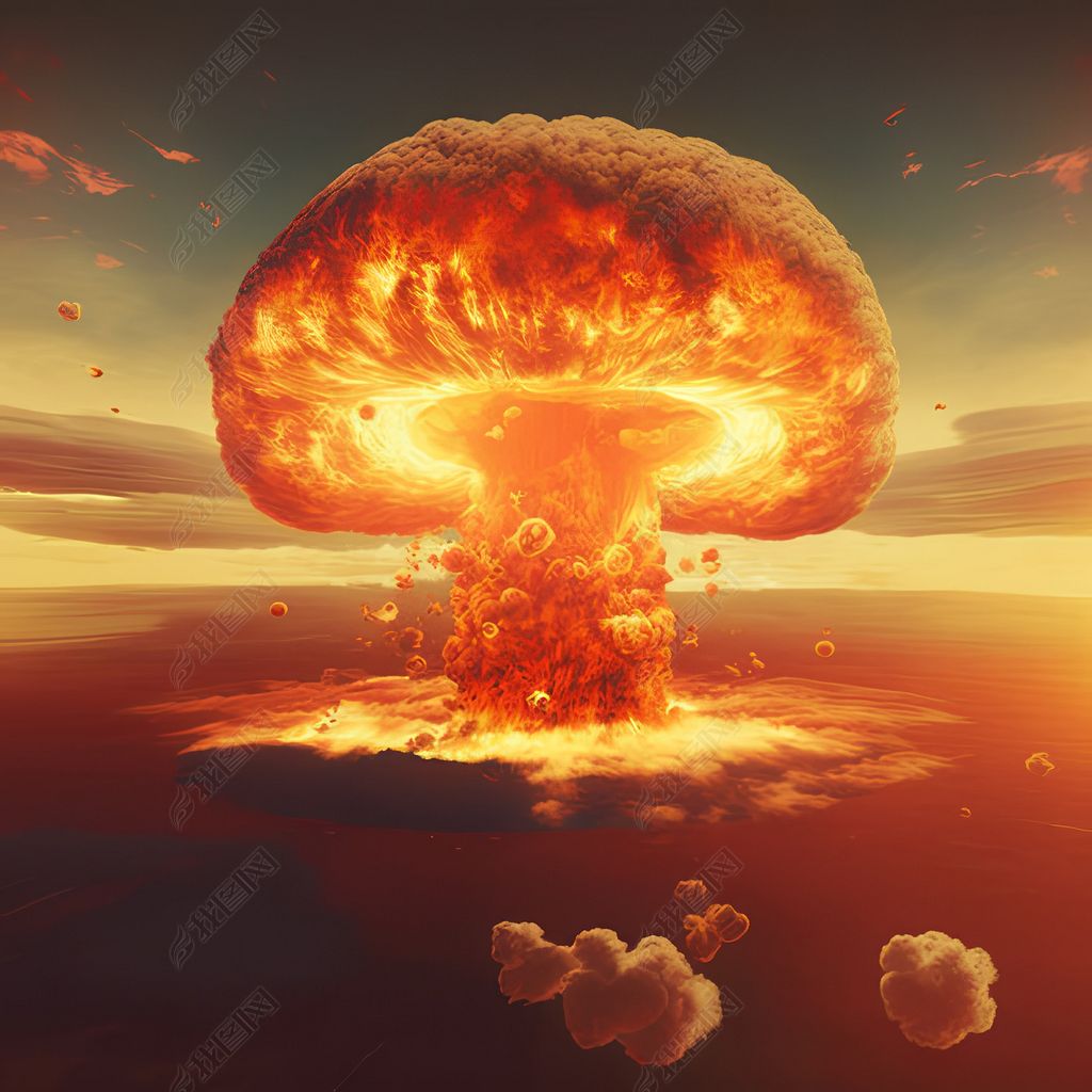 原创核弹氢弹爆炸蘑菇云插画素材版权可商用
