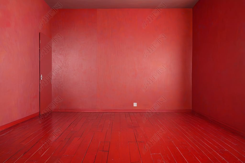 原创红色的房间有红色的墙壁和红色的地板高清图片-版权可商用
