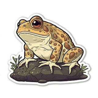 白色背景上的蟾蜍卡通贴纸插图