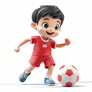 卡通可爱运动小孩踢足球