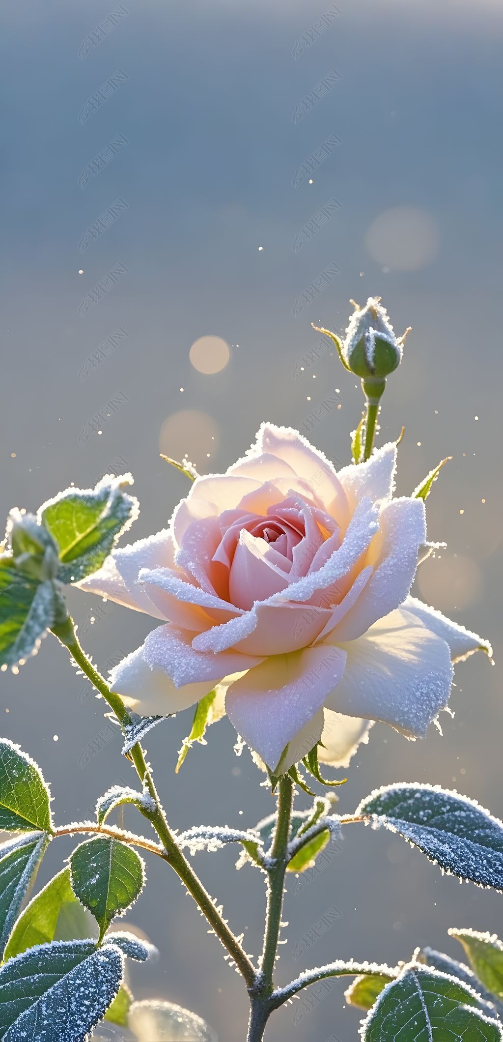 原创深秋寒冬霜降小雪寒露玫瑰花素材-版权可商用