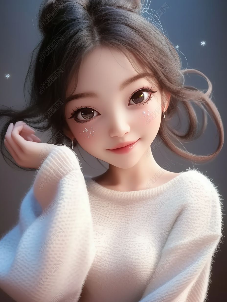 原创q版3d大眼睛萌萌可爱女孩手机壁纸