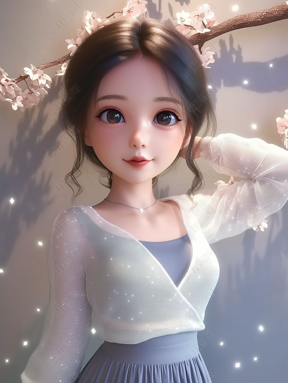 原创q版3d大眼睛萌萌可爱女孩手机壁纸