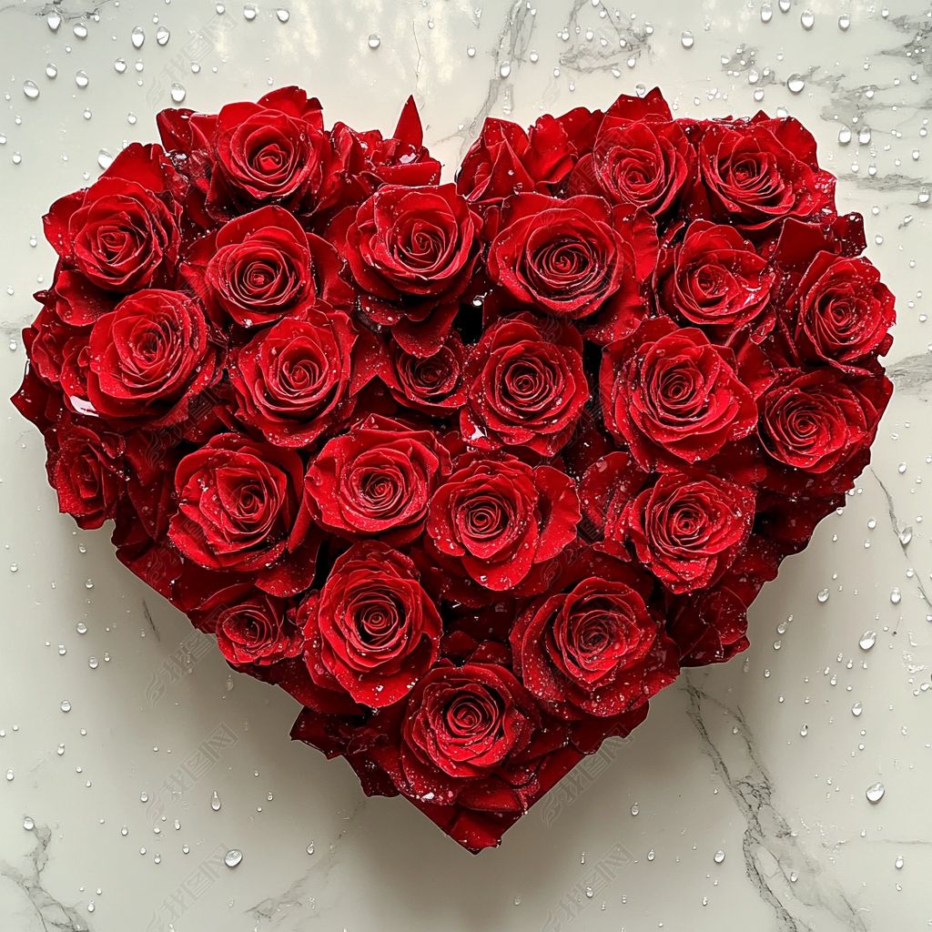 原创玫瑰花组成的爱心