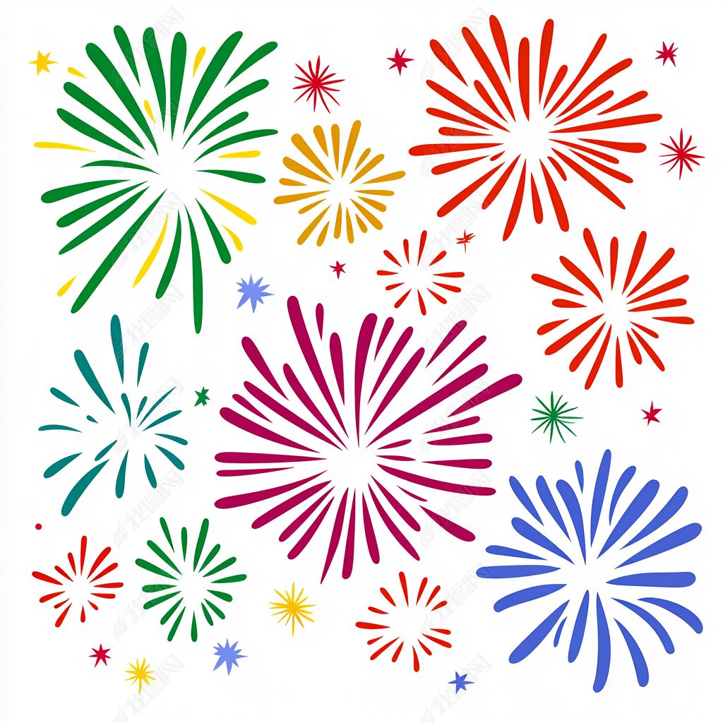 卡通烟花元素