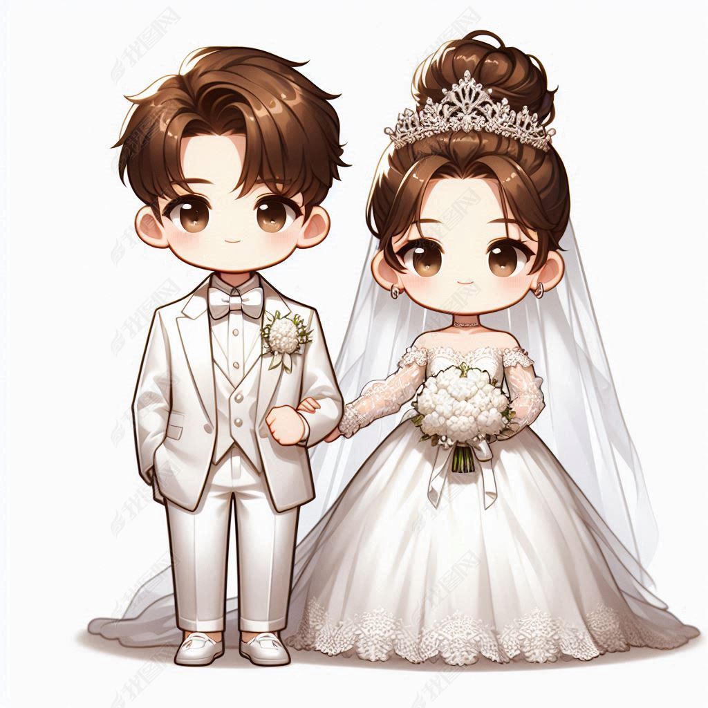 原创情侣结婚卡通角色设计创意素材商业插画简约艺术