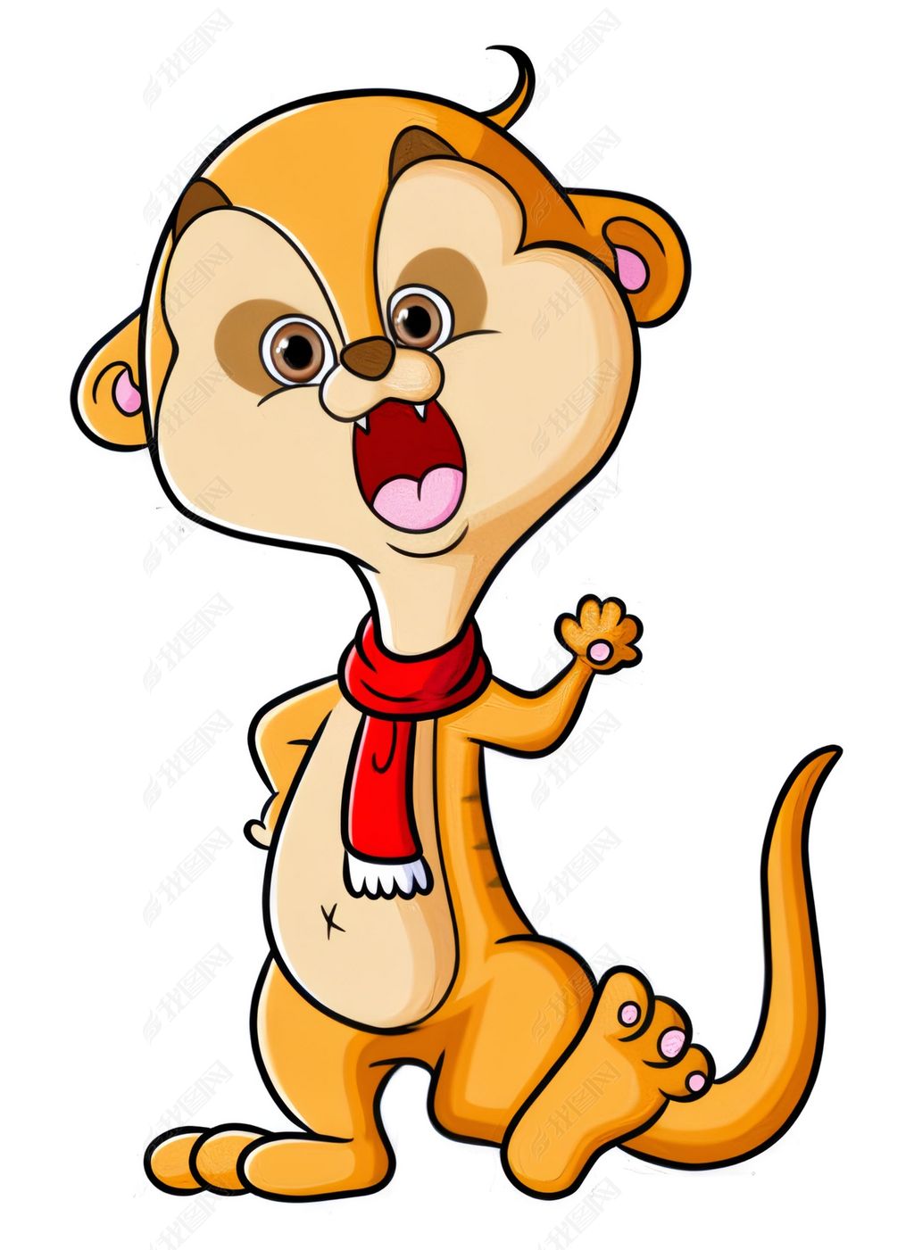 原创猫鼬披着披肩挥舞着手-版权可商用