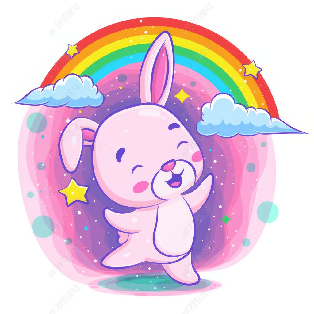 原创兔子跳舞彩虹版权可商用