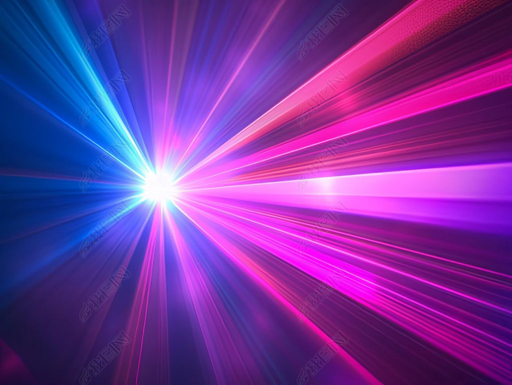 原创强烈光束辐射出来呈现出紫色和蓝色宇宙色彩