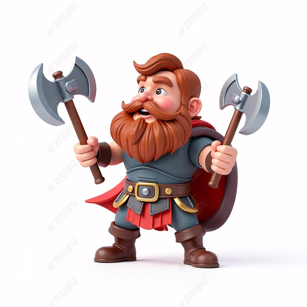 原创带有轴的卡通维京人-版权可商用