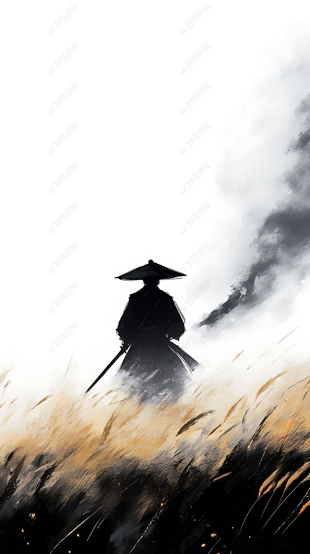 原创人物侠客武士插画背景素材-版权可商用