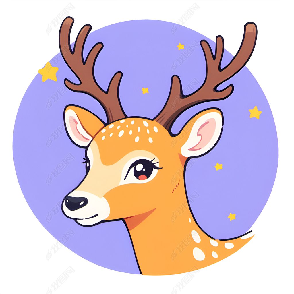 手绘卡通梅花鹿
