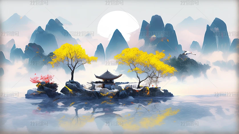 【真作】絵画　徽州古村の風景　中国山水画風　墨彩画　中国伝統建築と山水　X63 真作】絵画 徽州古村の風景 中国山水画風 墨彩画 中国伝統建築と山水