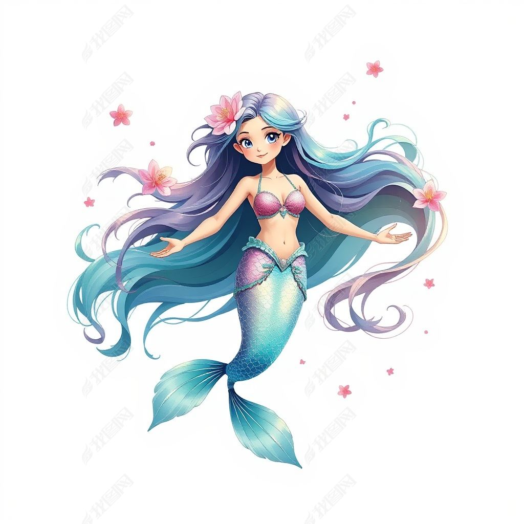 美丽的海妖插画