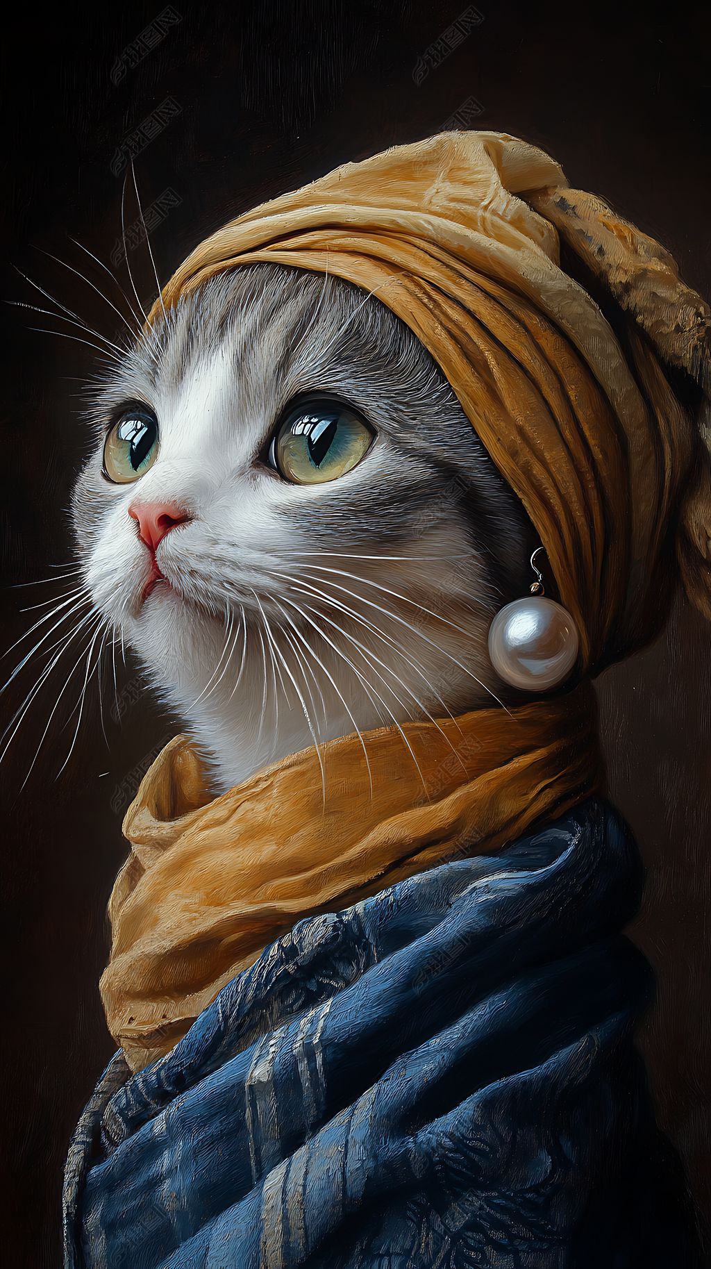 原创小猫油画艺术品装饰画背景素材