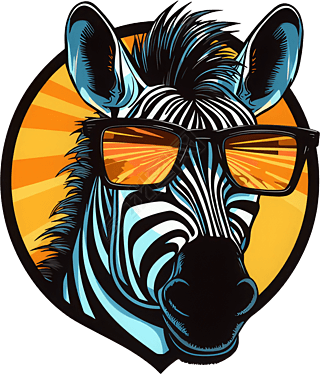 有眼镜斑马斑马戴太阳镜斑马