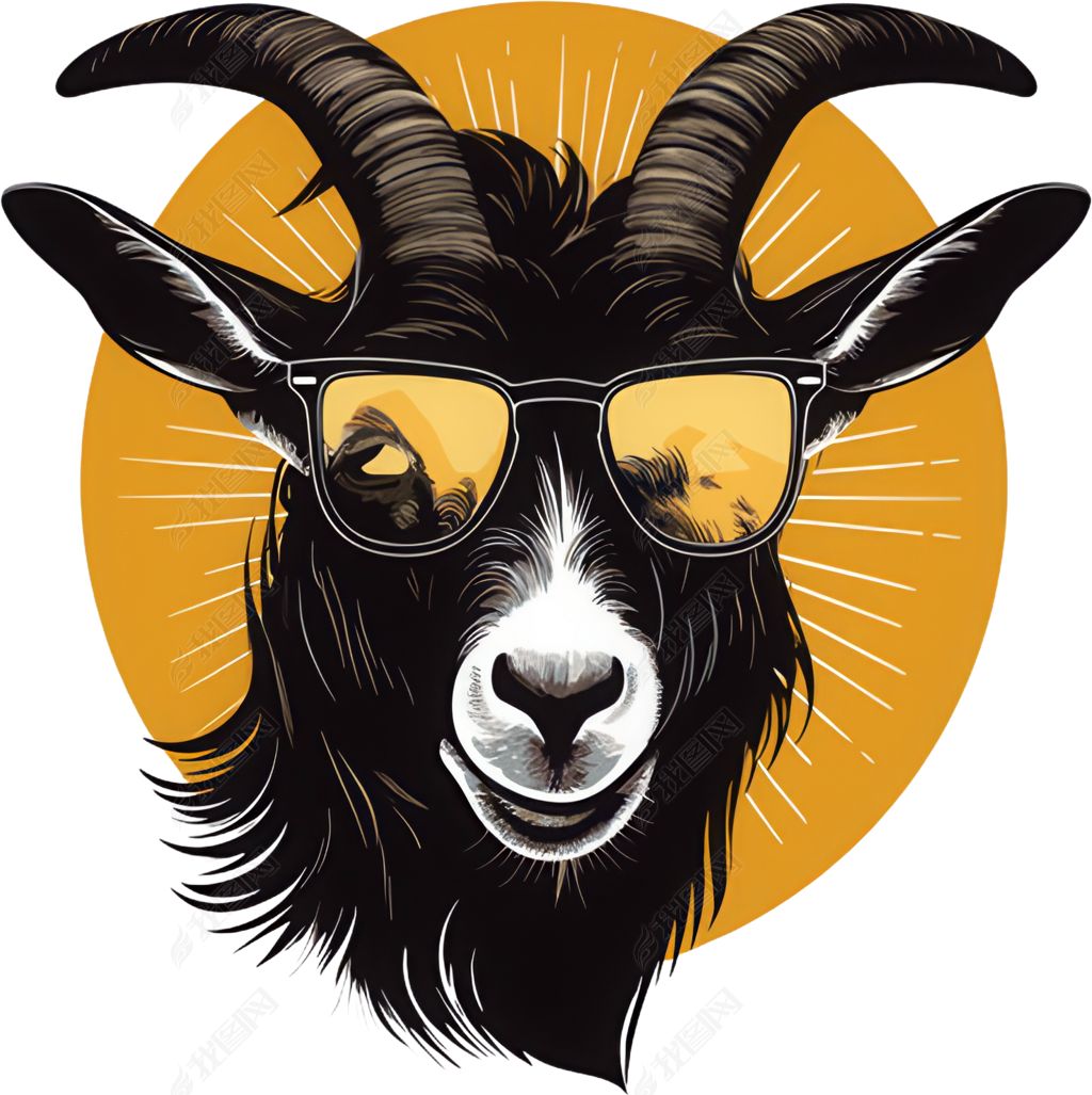 原创眼镜山羊肖像山羊版权可商用