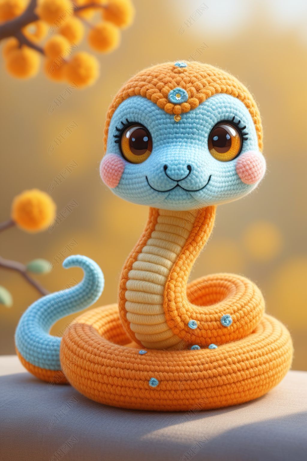 原创2025蛇年卡通蛇ip形象ai插画海报背景素材