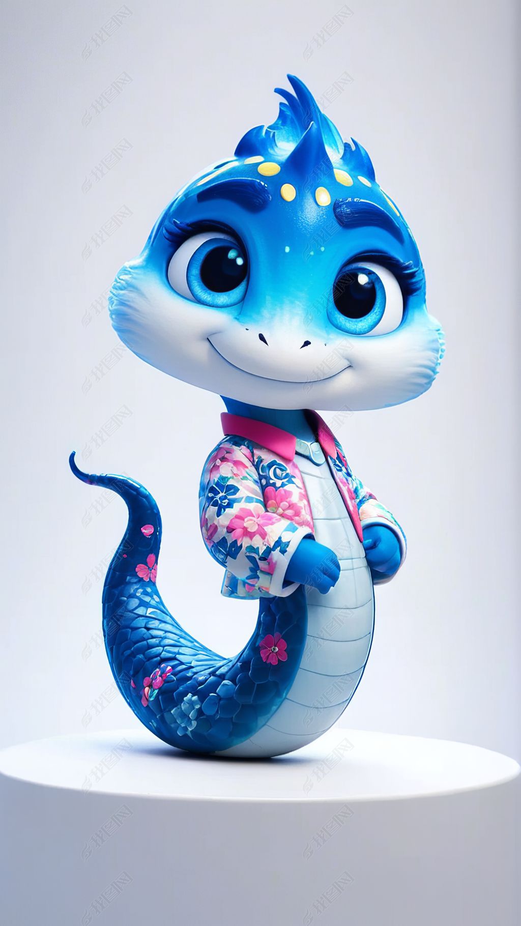 原创2025蛇年卡通蛇ip形象ai插画海报背景素材