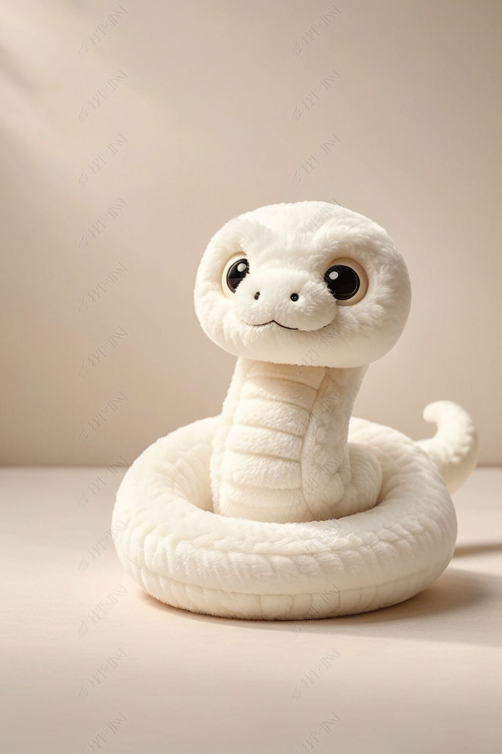 原创毛绒卡通蛇ip形象高清ai插画海报背景素材