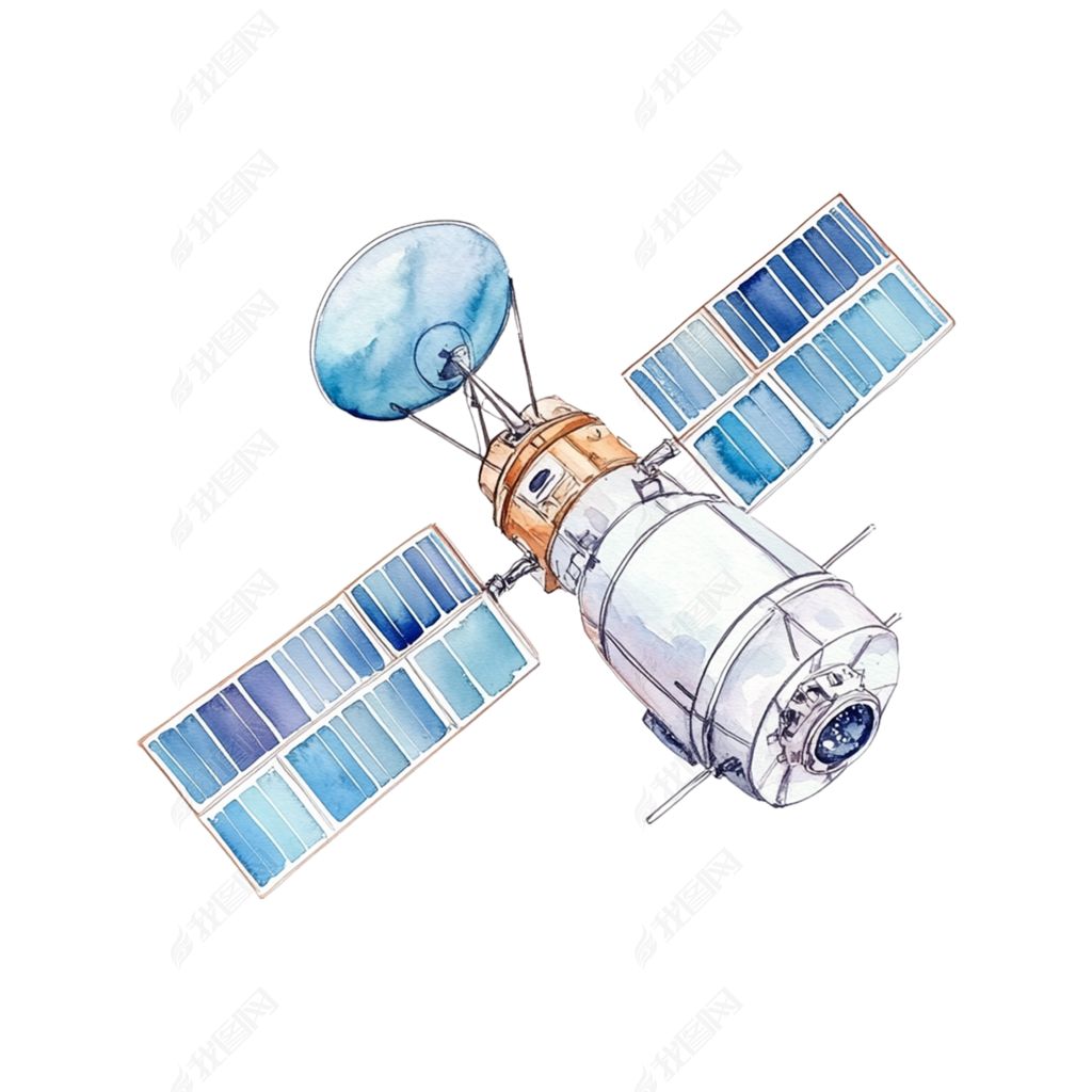 原创插画卫星人造卫星免抠元素