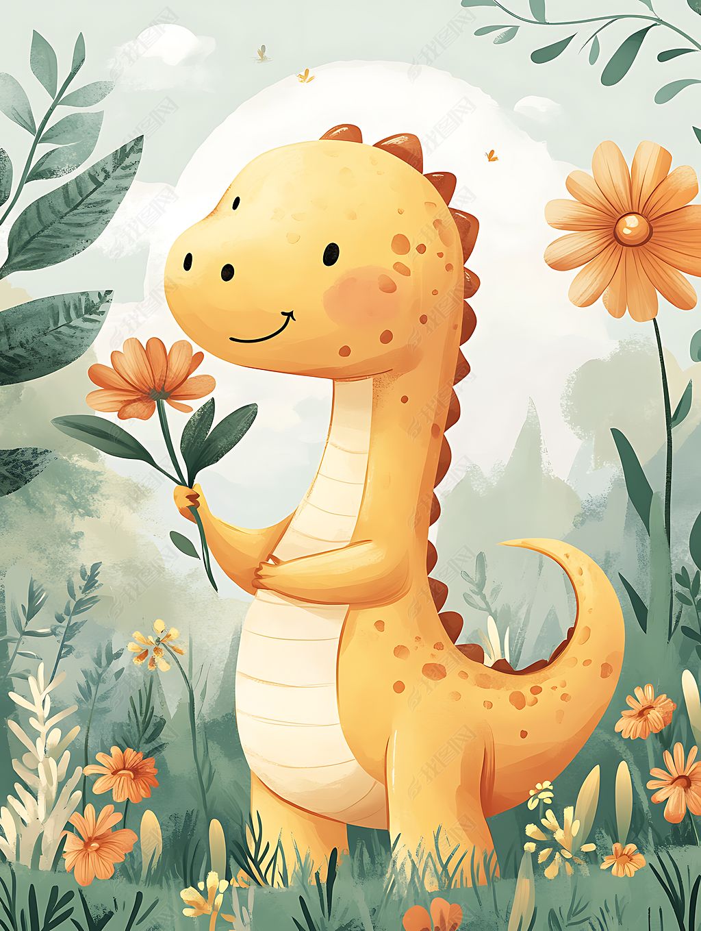 原创可爱卡通恐龙封面海报背景素材